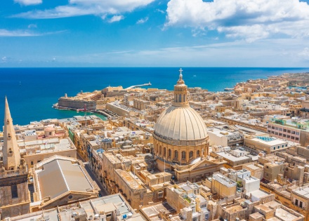 Aerial view of St. Paul’s Cathedral in Valletta City Malta