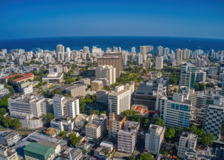 Aerial view of San Juan's business district in Puerto Rico