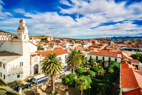 Panoramic view of La Merced church in Sucre, Bolivia
