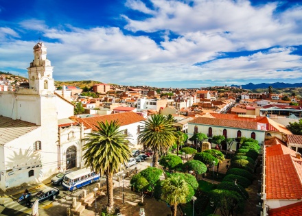 Panoramic view of La Merced church in Sucre, Bolivia