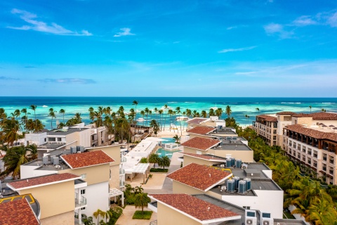Tropical beach apartment complex in Dominican Republic