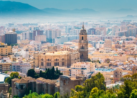 Aerial view of the Cathedral of Málaga in Málaga, Andalusia in southern Spain