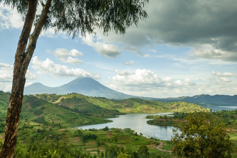 Beautiful view of the Virunga Mountains in Uganda