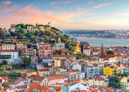 Lisbon Portugal skyline at Sao Jorge Castle