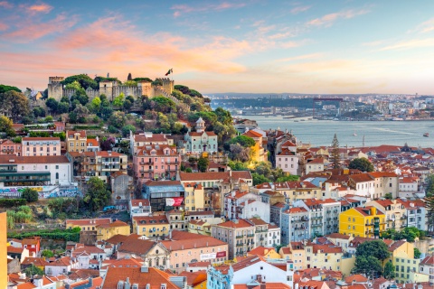 Lisbon Portugal skyline at Sao Jorge Castle