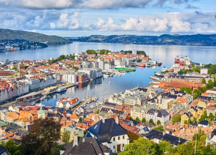 Bergen as seen from Fløyen in Norway
