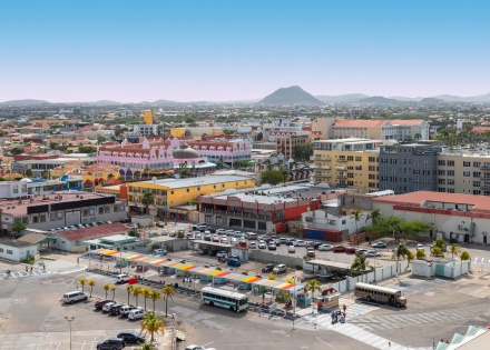 Aerial view of Oranjestad, the capital of Aruba