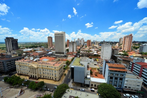 Aerial view of Asuncion’s skyline in Paraguay