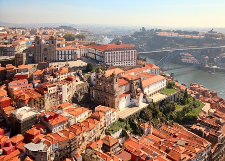 Aerial view of Douro Litoral province in Porto, Portugal