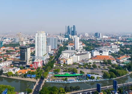 Aerial view of Surabaya Indonesia’s skyline