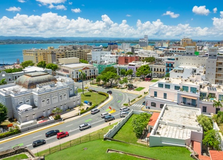 Aerial view of downtown San Juan in Puerto Rico