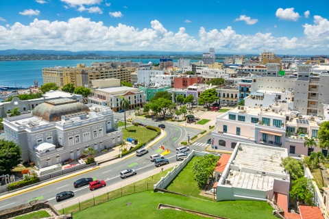 Aerial view of downtown San Juan in Puerto Rico
