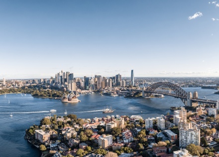 Aerial view of Sydney Australia and the Harbour Bridge