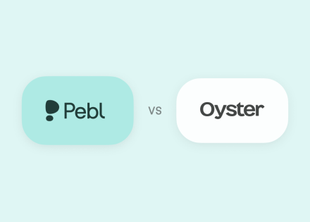 Chat bubbles Pebl vs. OysterHR with company logos in each.